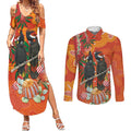 Australia Black Cockatoo Christmas Couples Matching Summer Maxi Dress and Long Sleeve Button Shirt Banksia Bottlebrush Aboriginal Art - Aussie Hoodie
