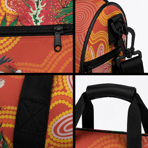 Australia Black Cockatoo Christmas Duffle Bag Banksia Bottlebrush Aboriginal Art