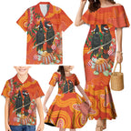 Australia Black Cockatoo Christmas Family Matching Mermaid Dress and Hawaiian Shirt Banksia Bottlebrush Aboriginal Art - Aussie Hoodie