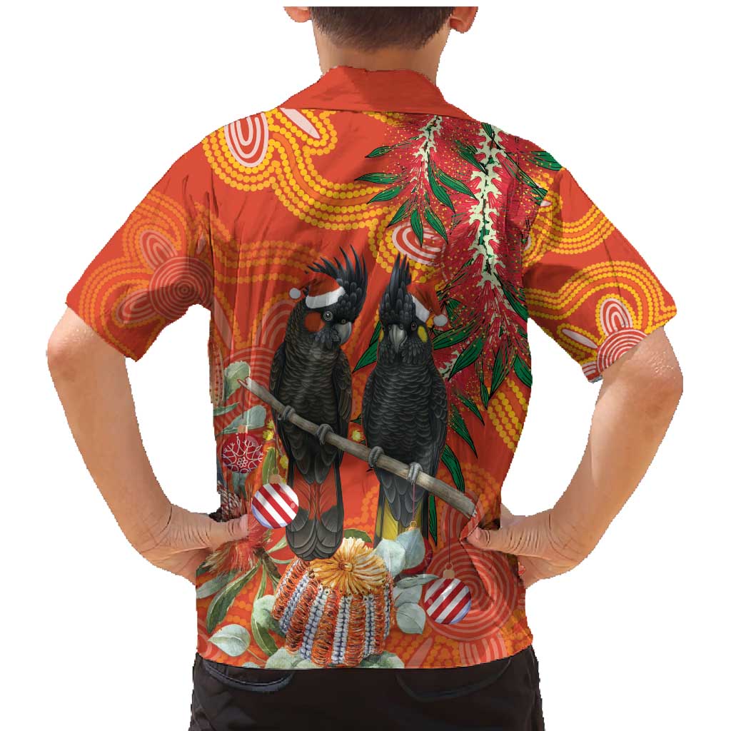 Australia Black Cockatoo Christmas Family Matching Mermaid Dress and Hawaiian Shirt Banksia Bottlebrush Aboriginal Art - Aussie Hoodie