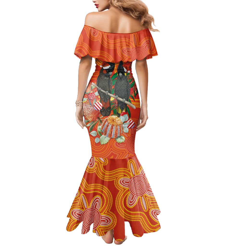 Australia Black Cockatoo Christmas Family Matching Mermaid Dress and Hawaiian Shirt Banksia Bottlebrush Aboriginal Art - Aussie Hoodie