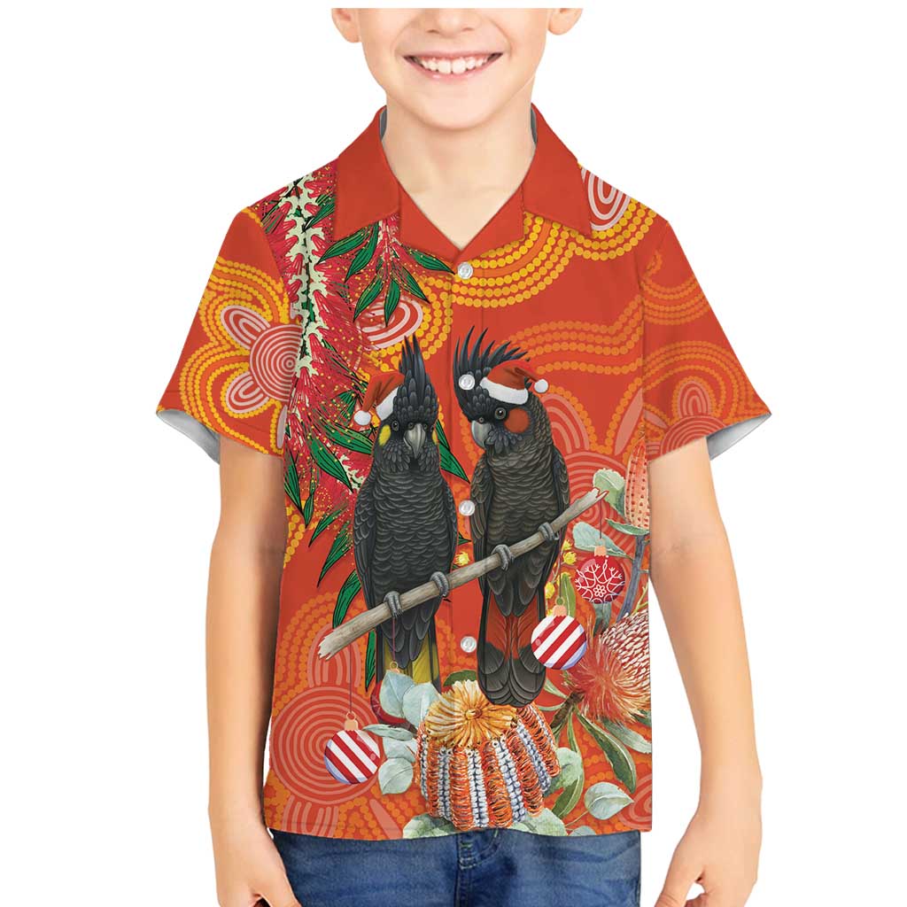 Australia Black Cockatoo Christmas Family Matching Mermaid Dress and Hawaiian Shirt Banksia Bottlebrush Aboriginal Art - Aussie Hoodie
