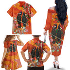 Australia Black Cockatoo Christmas Family Matching Off The Shoulder Long Sleeve Dress and Hawaiian Shirt Banksia Bottlebrush Aboriginal Art - Aussie Hoodie