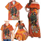 Australia Black Cockatoo Christmas Family Matching Off Shoulder Maxi Dress and Hawaiian Shirt Banksia Bottlebrush Aboriginal Art - Aussie Hoodie