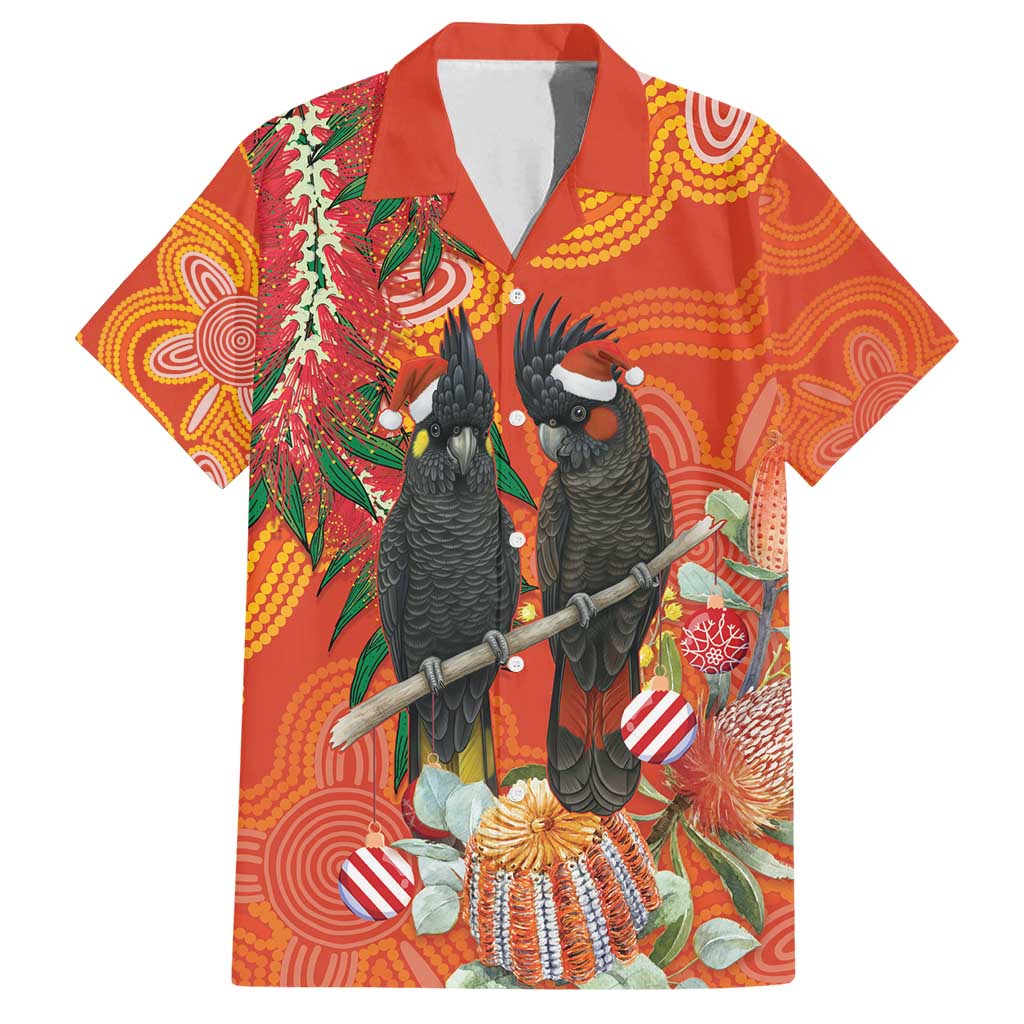 Australia Black Cockatoo Christmas Family Matching Off Shoulder Maxi Dress and Hawaiian Shirt Banksia Bottlebrush Aboriginal Art - Aussie Hoodie