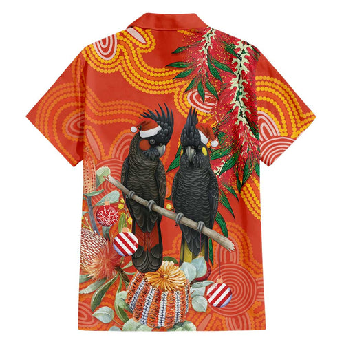 Australia Black Cockatoo Christmas Family Matching Off Shoulder Maxi Dress and Hawaiian Shirt Banksia Bottlebrush Aboriginal Art - Aussie Hoodie