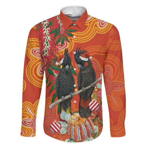Australia Black Cockatoo Christmas Family Matching Off Shoulder Short Dress and Hawaiian Shirt Banksia Bottlebrush Aboriginal Art - Aussie Hoodie