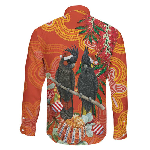 Australia Black Cockatoo Christmas Family Matching Puletasi and Hawaiian Shirt Banksia Bottlebrush Aboriginal Art - Aussie Hoodie