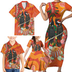 Australia Black Cockatoo Christmas Family Matching Short Sleeve Bodycon Dress and Hawaiian Shirt Banksia Bottlebrush Aboriginal Art - Aussie Hoodie