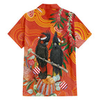 Australia Black Cockatoo Christmas Family Matching Summer Maxi Dress and Hawaiian Shirt Banksia Bottlebrush Aboriginal Art - Aussie Hoodie