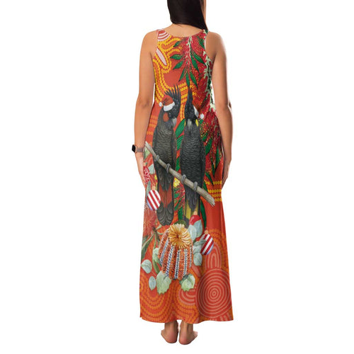 Australia Black Cockatoo Christmas Family Matching Tank Maxi Dress and Hawaiian Shirt Banksia Bottlebrush Aboriginal Art - Aussie Hoodie