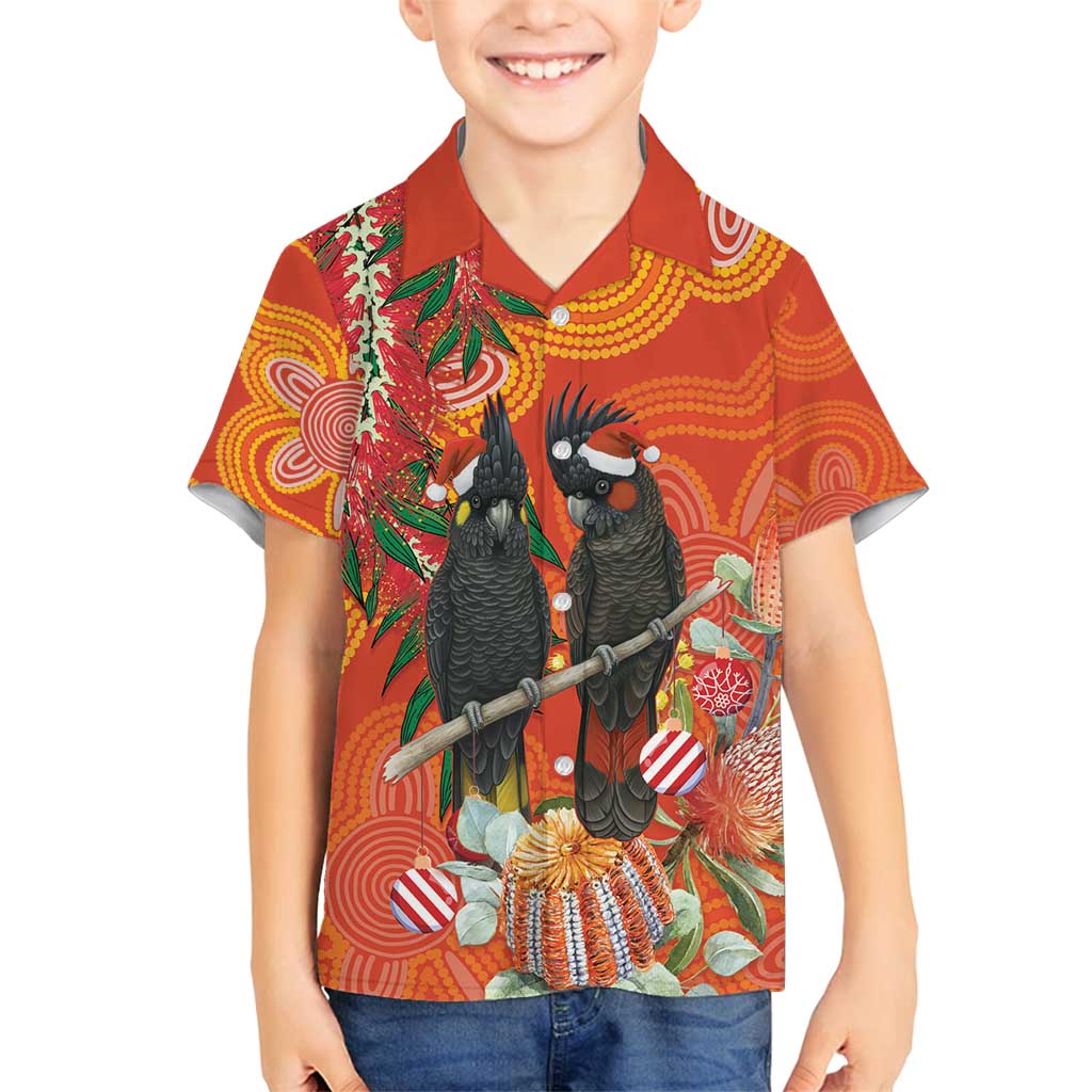 Australia Black Cockatoo Christmas Family Matching Tank Maxi Dress and Hawaiian Shirt Banksia Bottlebrush Aboriginal Art - Aussie Hoodie