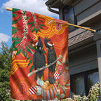 Australia Black Cockatoo Christmas Garden Flag Banksia Bottlebrush Aboriginal Art - Aussie Hoodie