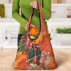 Australia Black Cockatoo Christmas Grocery Bag Banksia Bottlebrush Aboriginal Art - Aussie Hoodie