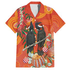 Australia Black Cockatoo Christmas Hawaiian Shirt Banksia Bottlebrush Aboriginal Art - Aussie Hoodie