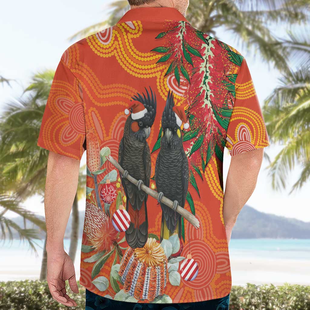 Australia Black Cockatoo Christmas Hawaiian Shirt Banksia Bottlebrush Aboriginal Art - Aussie Hoodie