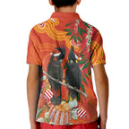 Australia Black Cockatoo Christmas Kid Polo Shirt Banksia Bottlebrush Aboriginal Art - Aussie Hoodie
