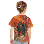 Australia Black Cockatoo Christmas Kid T Shirt Banksia Bottlebrush Aboriginal Art - Aussie Hoodie