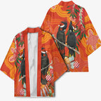 Australia Black Cockatoo Christmas Kimono Banksia Bottlebrush Aboriginal Art - Aussie Hoodie