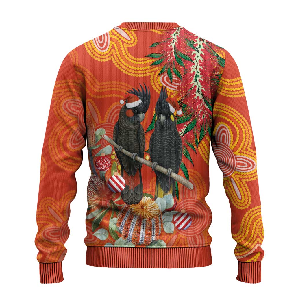 Australia Black Cockatoo Christmas Ugly Christmas Sweater Banksia Bottlebrushe Aboriginal Art - Aussie Hoodie
