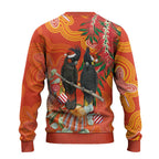 Australia Black Cockatoo Christmas Ugly Christmas Sweater Banksia Bottlebrushe Aboriginal Art - Aussie Hoodie