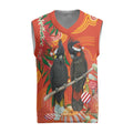 Australia Black Cockatoo Christmas Knitted V-Neck Vest Banksia Bottlebrushe Aboriginal Art - Aussie Hoodie