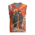 Australia Black Cockatoo Christmas Knitted V-Neck Vest Banksia Bottlebrushe Aboriginal Art - Aussie Hoodie