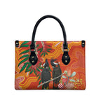 Australia Black Cockatoo Christmas Leather Bag Banksia Bottlebrush Aboriginal Art - Aussie Hoodie