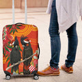 Australia Black Cockatoo Christmas Luggage Cover Banksia Bottlebrush Aboriginal Art - Aussie Hoodie