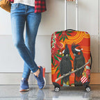 Australia Black Cockatoo Christmas Luggage Cover Banksia Bottlebrush Aboriginal Art - Aussie Hoodie