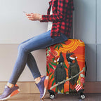 Australia Black Cockatoo Christmas Luggage Cover Banksia Bottlebrush Aboriginal Art - Aussie Hoodie