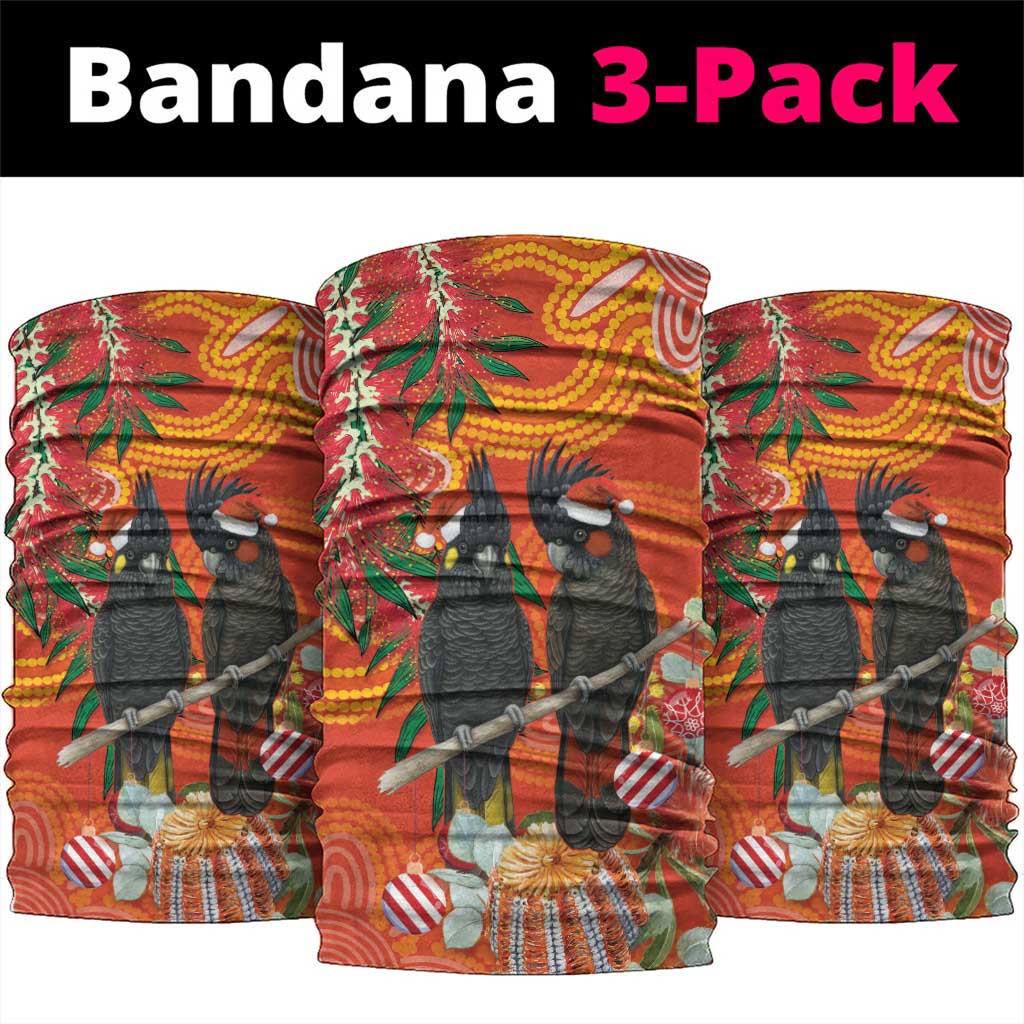Australia Black Cockatoo Christmas Neck Gaiter Banksia Bottlebrush Aboriginal Art - Aussie Hoodie
