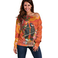 Australia Black Cockatoo Christmas Off Shoulder Sweater Banksia Bottlebrush Aboriginal Art - Aussie Hoodie
