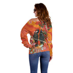 Australia Black Cockatoo Christmas Off Shoulder Sweater Banksia Bottlebrush Aboriginal Art - Aussie Hoodie