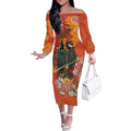 Australia Black Cockatoo Christmas Off The Shoulder Long Sleeve Dress Banksia Bottlebrush Aboriginal Art - Aussie Hoodie