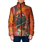 Australia Black Cockatoo Christmas Padded Jacket Banksia Bottlebrush Aboriginal Art - Aussie Hoodie