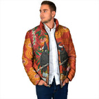 Australia Black Cockatoo Christmas Padded Jacket Banksia Bottlebrush Aboriginal Art - Aussie Hoodie