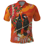 Australia Black Cockatoo Christmas Polo Shirt Banksia Bottlebrush Aboriginal Art - Aussie Hoodie