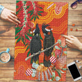 Australia Black Cockatoo Christmas Puzzle Banksia Bottlebrush Aboriginal Art - Aussie Hoodie