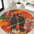 Australia Black Cockatoo Christmas Round Carpet Banksia Bottlebrush Aboriginal Art - Aussie Hoodie