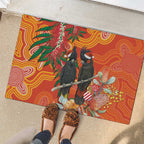 Australia Black Cockatoo Christmas Rubber Doormat Banksia Bottlebrush Aboriginal Art - Aussie Hoodie