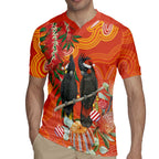 Australia Black Cockatoo Christmas Rugby Jersey Banksia Bottlebrush Aboriginal Art - Aussie Hoodie