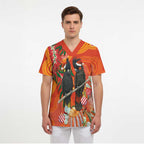 Australia Black Cockatoo Christmas Scrub Top Banksia Bottlebrush Aboriginal Art - Aussie Hoodie