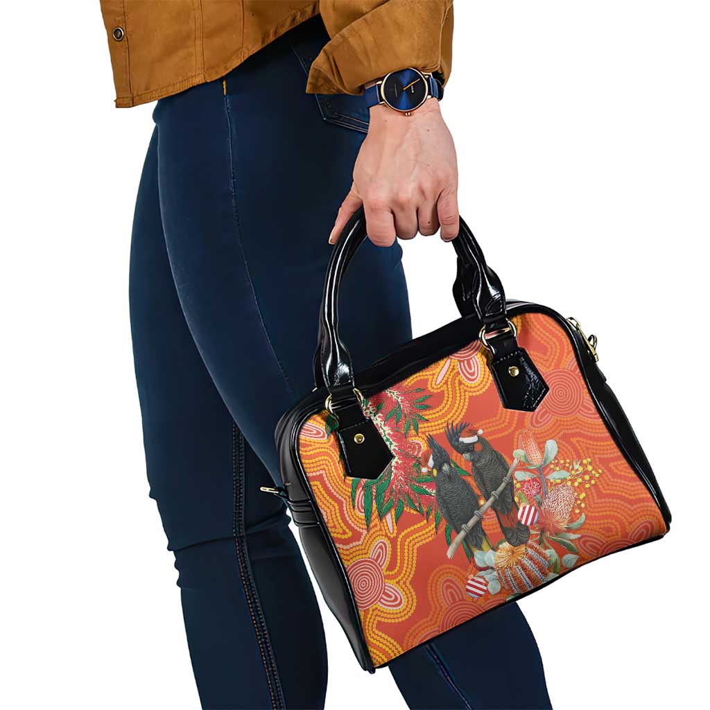 Australia Black Cockatoo Christmas Shoulder Handbag Banksia Bottlebrush Aboriginal Art - Aussie Hoodie