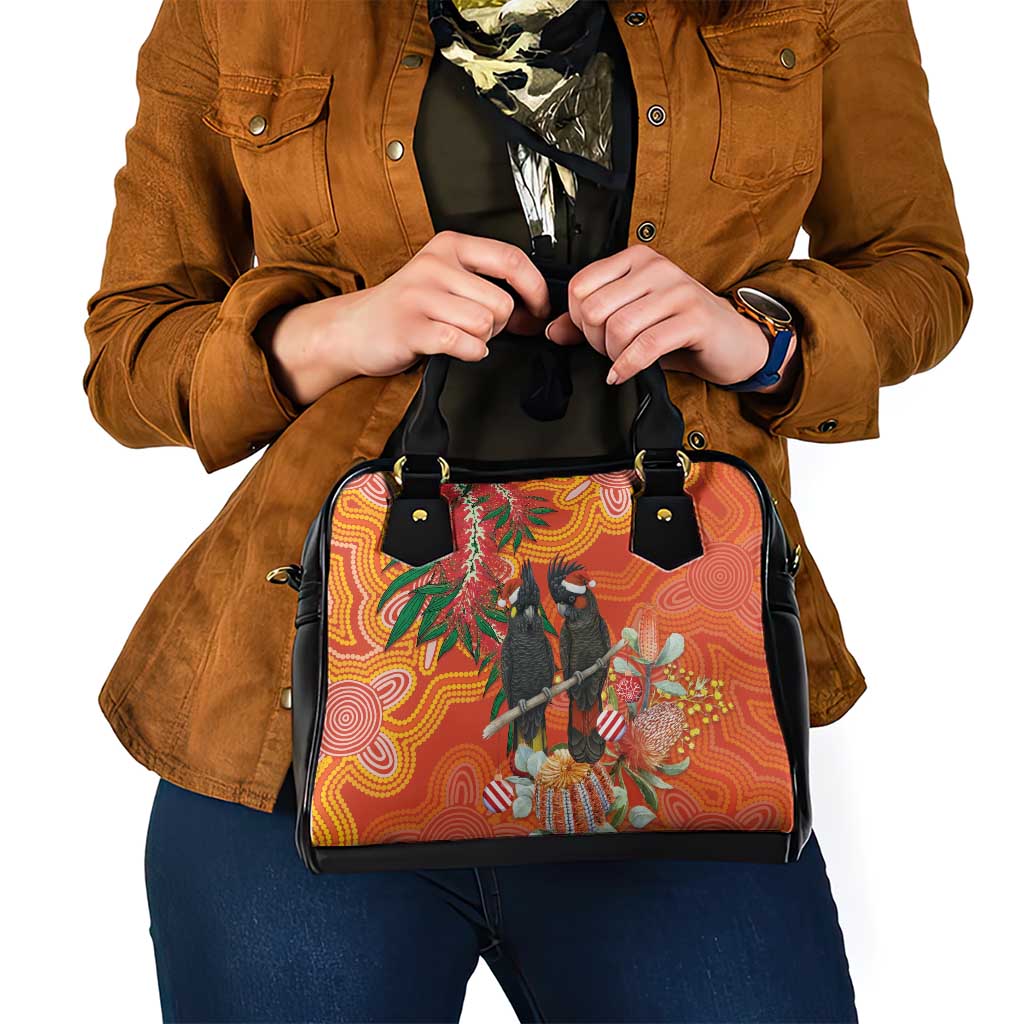 Australia Black Cockatoo Christmas Shoulder Handbag Banksia Bottlebrush Aboriginal Art - Aussie Hoodie