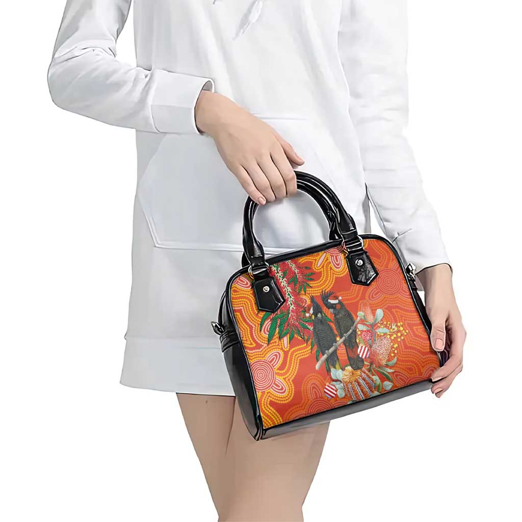 Australia Black Cockatoo Christmas Shoulder Handbag Banksia Bottlebrush Aboriginal Art - Aussie Hoodie