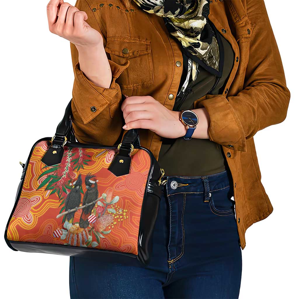 Australia Black Cockatoo Christmas Shoulder Handbag Banksia Bottlebrush Aboriginal Art - Aussie Hoodie
