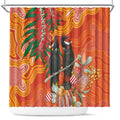 Australia Black Cockatoo Christmas Shower Curtain Banksia Bottlebrush Aboriginal Art - Aussie Hoodie
