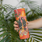 Australia Black Cockatoo Christmas Skinny Tumbler Banksia Bottlebrush Aboriginal Art - Aussie Hoodie