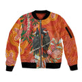 Australia Black Cockatoo Christmas Sleeve Zip Bomber Jacket Banksia Bottlebrush Aboriginal Art - undefined